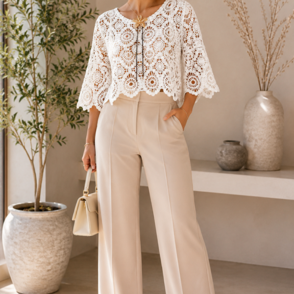 Blusa Blanca Crochet Tejida