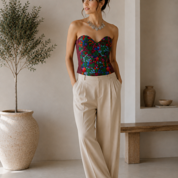 Corset Flores Vino