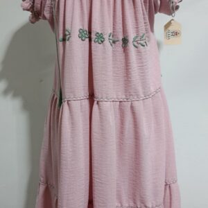 Vestido Rosa Lino Manga globo