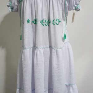 Vestido Blanco Lino Manga globo