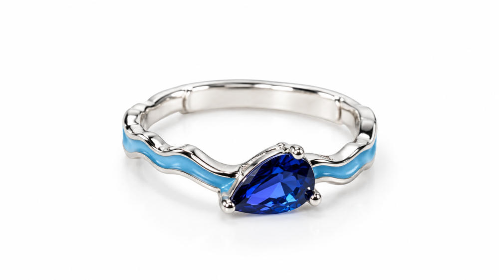 Anillo de Plata Destello Azul